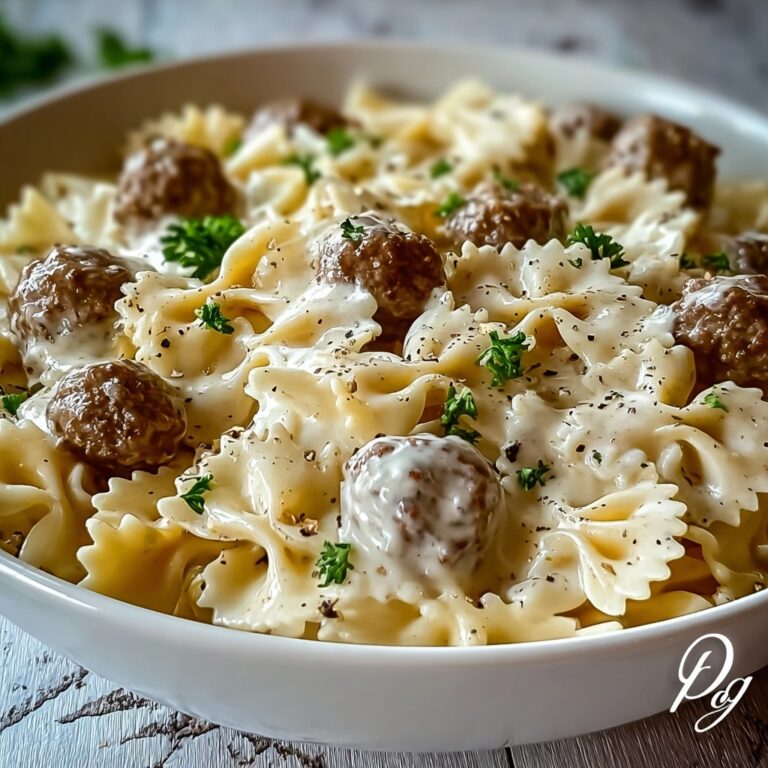 Indulgent Beef and Bowtie Pasta with Creamy Alfredo Bliss Recipe