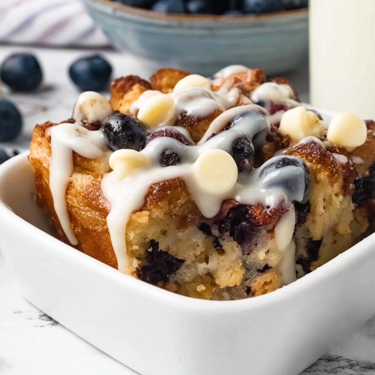 Blueberry Bread Pudding with White Chocolate Sauce Recipe