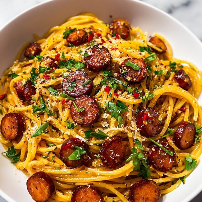 Sticky Honey Garlic Sausage Pasta Recipe